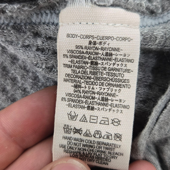 We The Free Gray Waffle Knit Long Sleeve High Low Top Easy Does It Tee Size XS - Picture 8 of 9